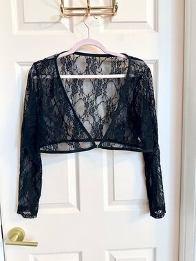 Black lace crop jacket